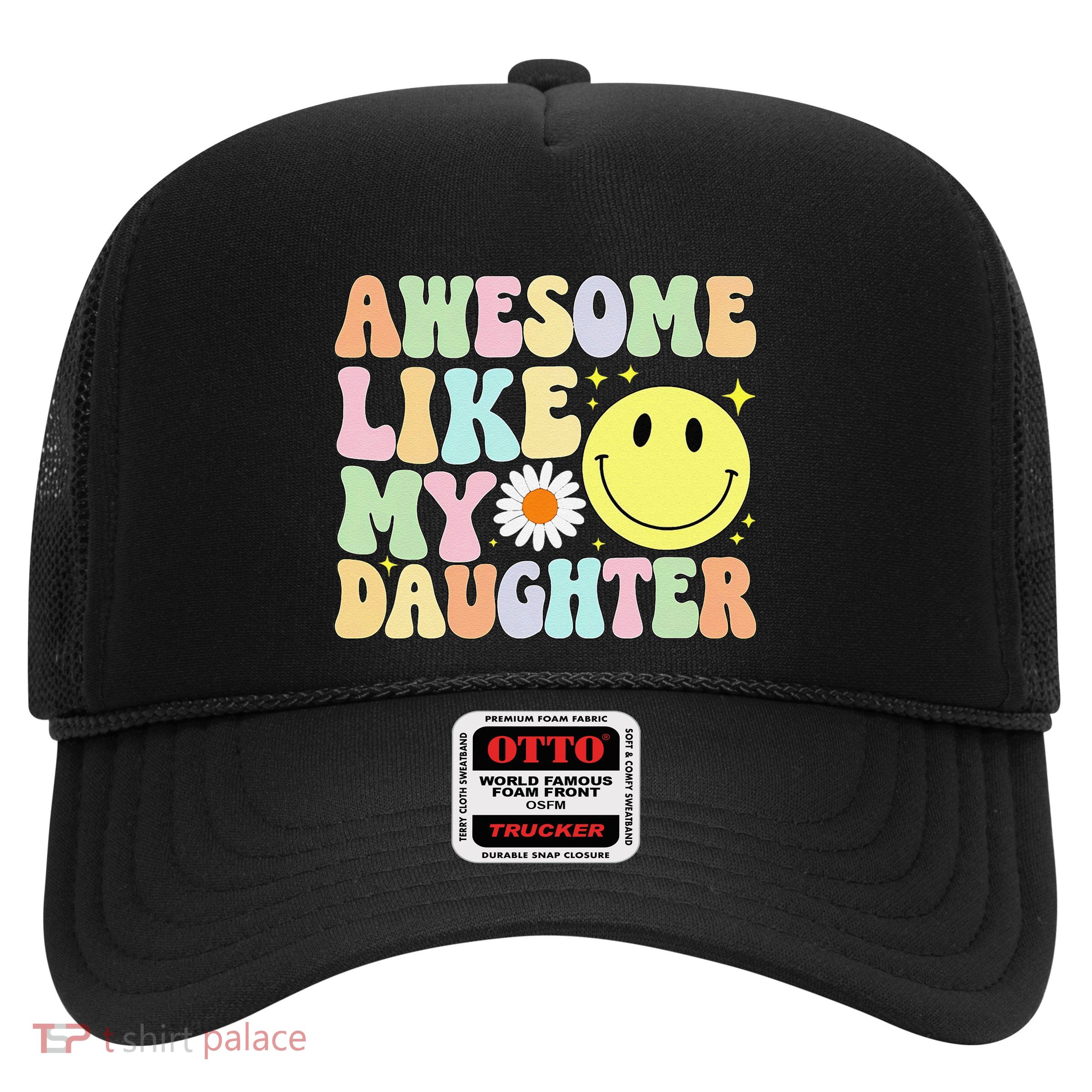 Funny FatherS Day Awesome Like My Daughter Retro Groovy Dad Trucker Hat