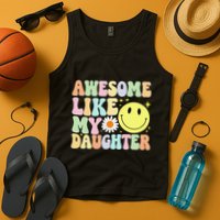 Funny FatherS Day Awesome Like My Daughter Retro Groovy Dad Tank Top
