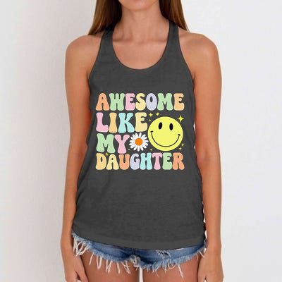 Funny FatherS Day Awesome Like My Daughter Retro Groovy Dad Women's Knotted Racerback Tank