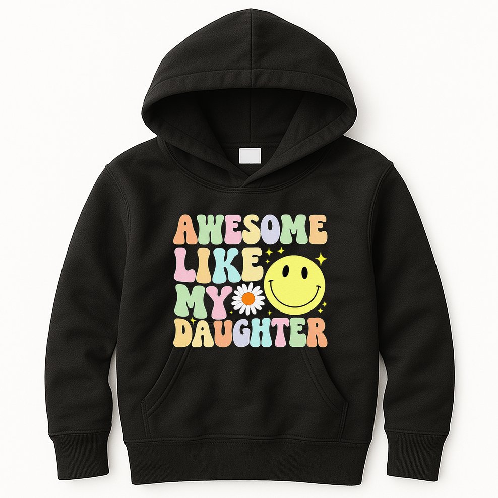 Funny FatherS Day Awesome Like My Daughter Retro Groovy Dad Kids Hoodie