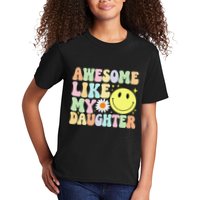 Funny FatherS Day Awesome Like My Daughter Retro Groovy Dad Kids T-Shirt