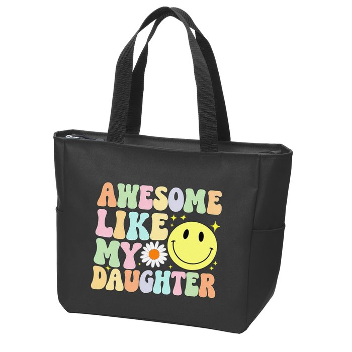 Funny FatherS Day Awesome Like My Daughter Retro Groovy Dad Zip Tote Bag