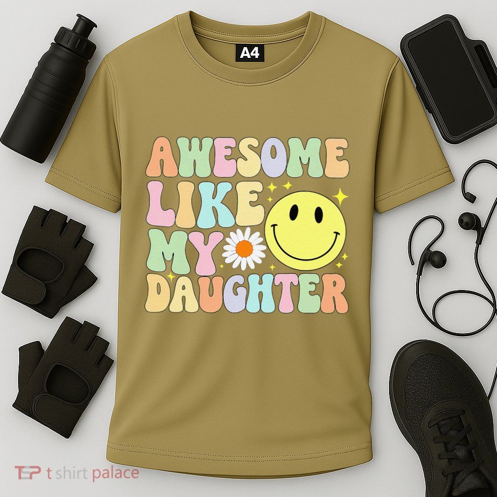 Funny FatherS Day Awesome Like My Daughter Retro Groovy Dad Performance Shirt