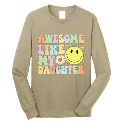 Funny FatherS Day Awesome Like My Daughter Retro Groovy Dad Long Sleeve Shirt