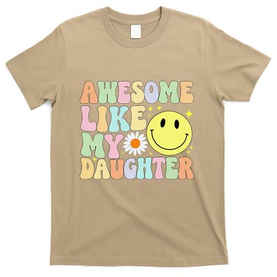 Funny FatherS Day Awesome Like My Daughter Retro Groovy Dad T-Shirt
