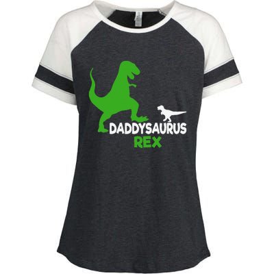 Funny Fathers Day Gift Idea Daddysaurus Rex Enza Ladies Jersey Colorblock Tee