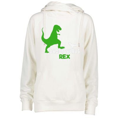 Funny Fathers Day Gift Idea Daddysaurus Rex Womens Funnel Neck Pullover Hood