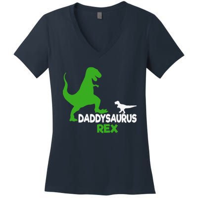 Funny Fathers Day Gift Idea Daddysaurus Rex Women's V-Neck T-Shirt