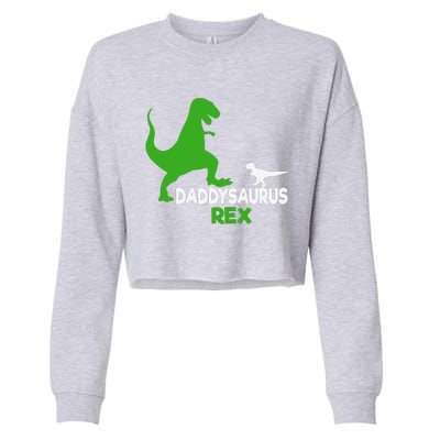 Funny Fathers Day Gift Idea Daddysaurus Rex Cropped Pullover Crew