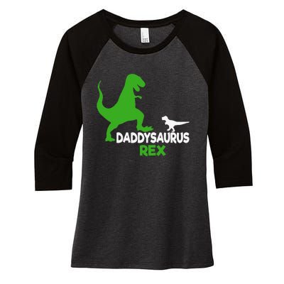 Funny Fathers Day Gift Idea Daddysaurus Rex Women's Tri-Blend 3/4-Sleeve Raglan Shirt