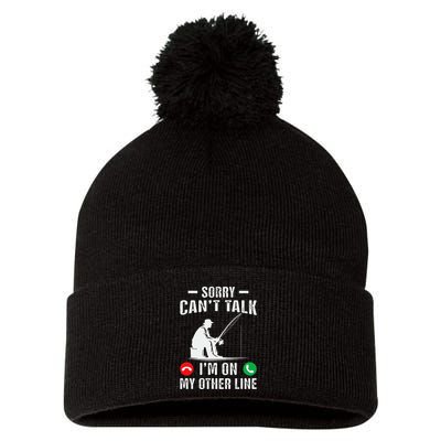 Funny Fishing Dad Funny Reel Cool Fish Bass Fishing Pom Pom 12in Knit Beanie