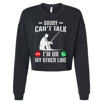 Funny Fishing Dad Funny Reel Cool Fish Bass Fishing Cropped Pullover Crew