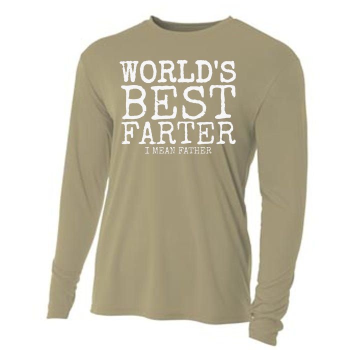 Funny Fathers Day Gifts Worlds Best Farter I Mean Cooling Performance Long Sleeve Crew