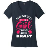 Fantasy Football Draft Party Kit Real Wo Cute Retro Sport Women's V-Neck T-Shirt