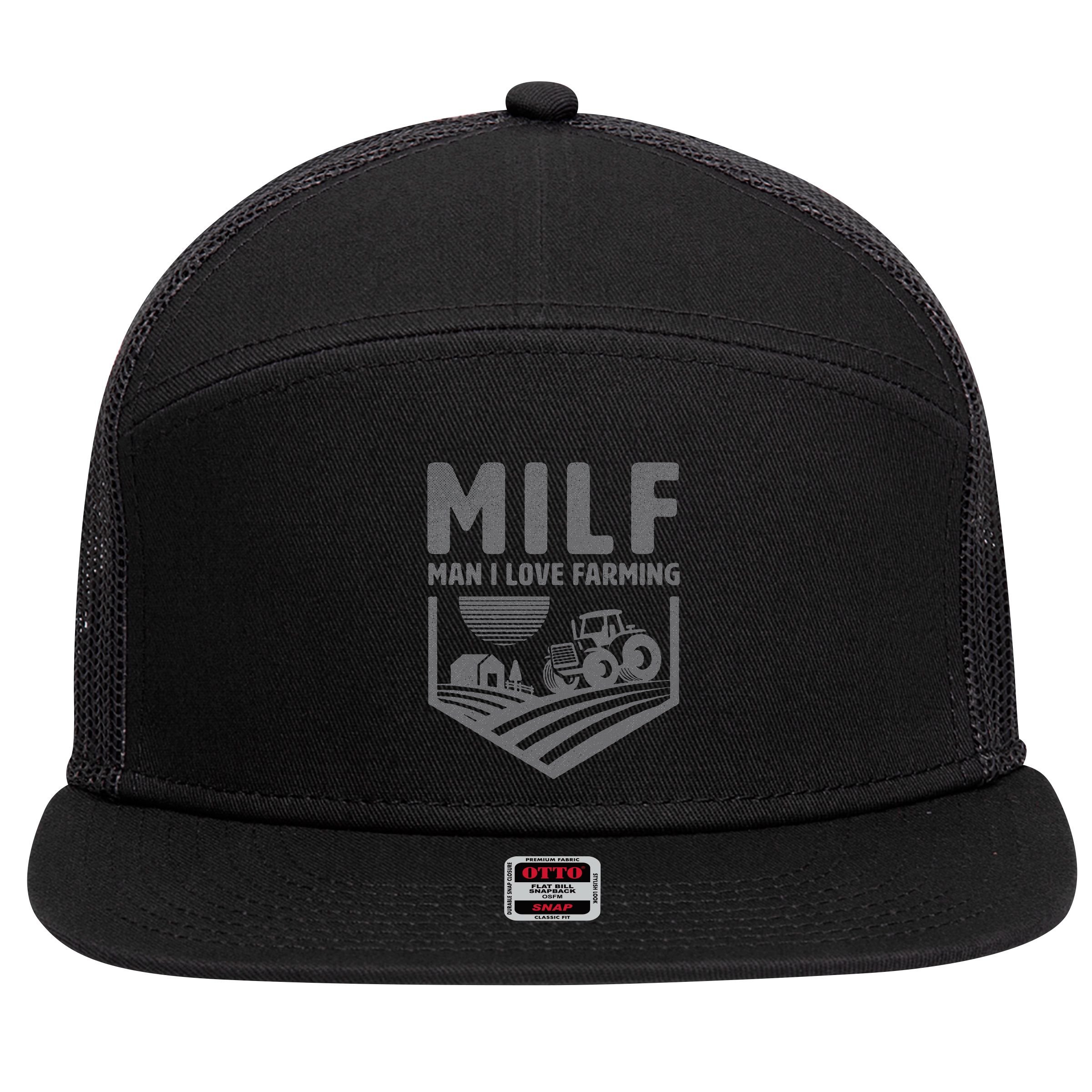 Funny Farm Dad Joke Farmer Mom Man I Love Farming 7 Panel Mesh Trucker Snapback Hat