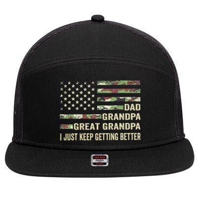 Funny Fathers Day Gift From Grand Dad Grandpa Great Grandpa 7 Panel Mesh Trucker Snapback Hat