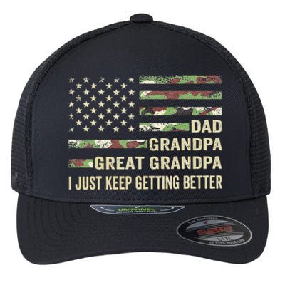 Funny Fathers Day Gift From Grand Dad Grandpa Great Grandpa Flexfit Unipanel Trucker Cap