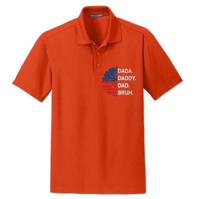 Funny Fathers Day For Dad Grandpa Dada Daddy Dad Bruh Flag Gift Dry Zone Grid Polo