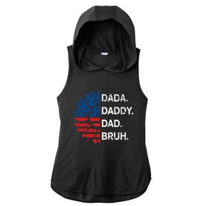 Funny Fathers Day For Dad Grandpa Dada Daddy Dad Bruh Flag Gift Ladies PosiCharge Tri-Blend Wicking Draft Hoodie Tank