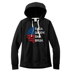 Funny Fathers Day For Dad Grandpa Dada Daddy Dad Bruh Flag Gift Women's Fleece Hoodie