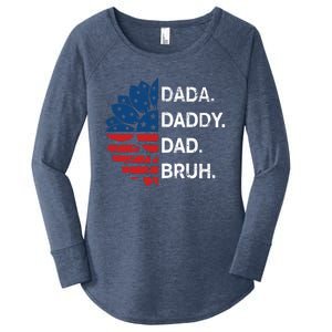 Funny Fathers Day For Dad Grandpa Dada Daddy Dad Bruh Flag Gift Women's Perfect Tri Tunic Long Sleeve Shirt