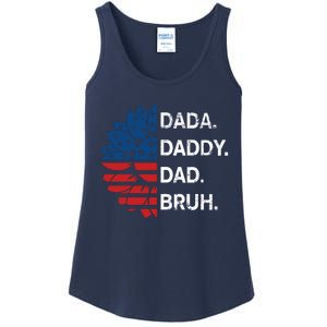 Funny Fathers Day For Dad Grandpa Dada Daddy Dad Bruh Flag Gift Ladies Essential Tank