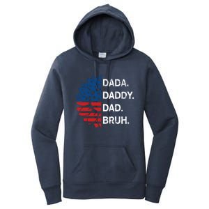 Funny Fathers Day For Dad Grandpa Dada Daddy Dad Bruh Flag Gift Women's Pullover Hoodie