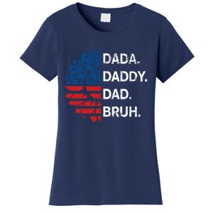 Funny Fathers Day For Dad Grandpa Dada Daddy Dad Bruh Flag Gift Women's T-Shirt