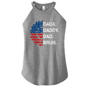 Funny Fathers Day For Dad Grandpa Dada Daddy Dad Bruh Flag Gift Women's Perfect Tri Rocker Tank