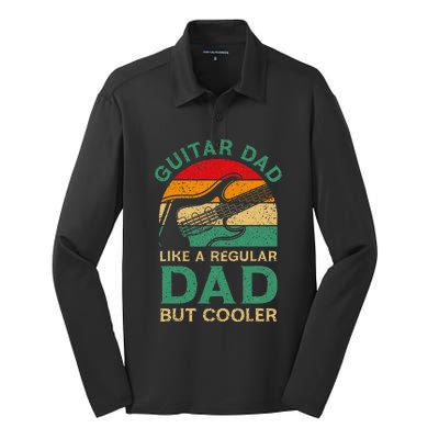 Funny Fathers Day Guitar Dad For Guitarist Music Lover Dad Silk Touch Performance Long Sleeve Polo