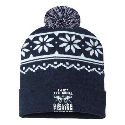 Funny Fishing Design For  Wo Fisherman Fishing Lover USA-Made Snowflake Beanie