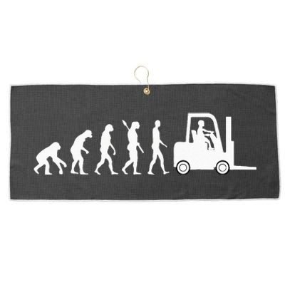 Funny Forklift Driver Evolution Warehouse Worker Large Microfiber Waffle Golf Towel