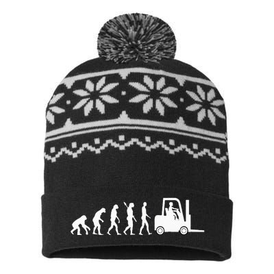 Funny Forklift Driver Evolution Warehouse Worker USA-Made Snowflake Beanie