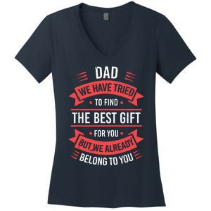 Funny Fathers Day Shirts For Dad From Daughters Fathers Day Women's V-Neck T-Shirt