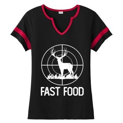 Fast Food Deer Funny Hunting Gift For Rifle Hunters Gift Ladies Halftime Notch Neck Tee