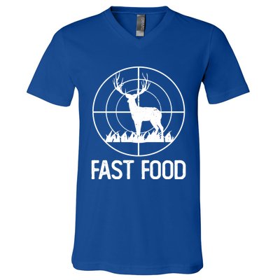 Fast Food Deer Funny Hunting Gift For Rifle Hunters Gift V-Neck T-Shirt