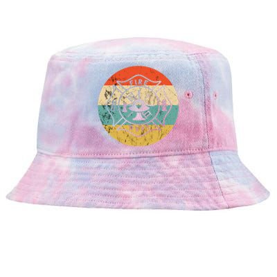 Fireman Fire Department Retro Vintage Firefighter Logo Tie-Dyed Bucket Hat