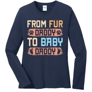 From Fur Daddy To Baby Daddy Funny Dog Dad Pregnancy Announc Ladies Long Sleeve Shirt