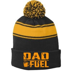 Funny Father's Day T Stripe Pom Pom Beanie