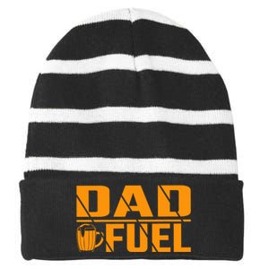 Funny Father's Day T Striped Beanie with Solid Band