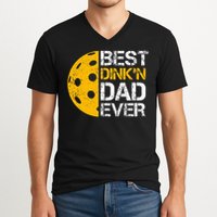 Funny Father's Day Pickleball Best Dink'n Dad Ever Funny V-Neck T-Shirt