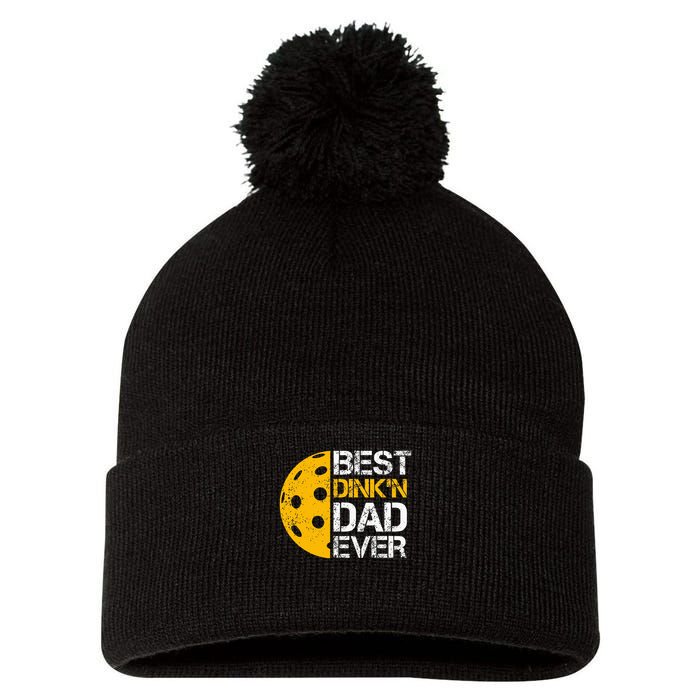 Funny Father's Day Pickleball Best Dink'n Dad Ever Funny Pom Pom 12in Knit Beanie