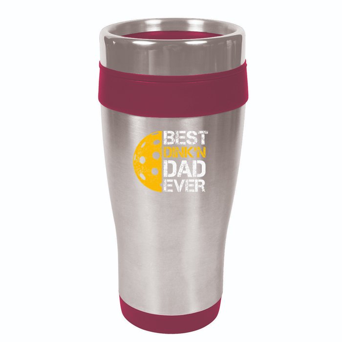 Funny Father's Day Pickleball Best Dink'n Dad Ever Funny 16oz Travel Tumbler