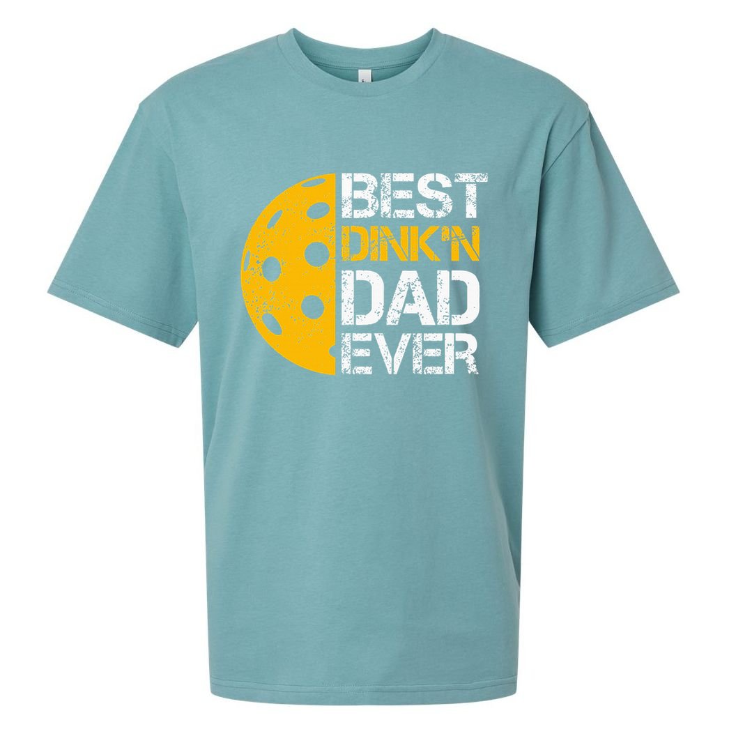Funny Father's Day Pickleball Best Dink'n Dad Ever Funny Sueded Cloud Jersey T-Shirt