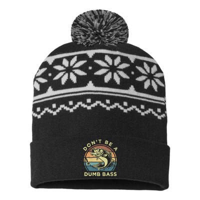 Funny Fishing DonT Be A Dumb Bass Vintage Fisherman Gift USA-Made Snowflake Beanie