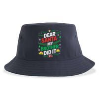 Family Funny Dear Santa My Brother Did It Christmas Sustainable Bucket Hat