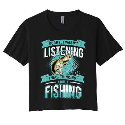 Funny Fishing Dad Quotes Saying Funny Fisherman Women's Crop Top Tee