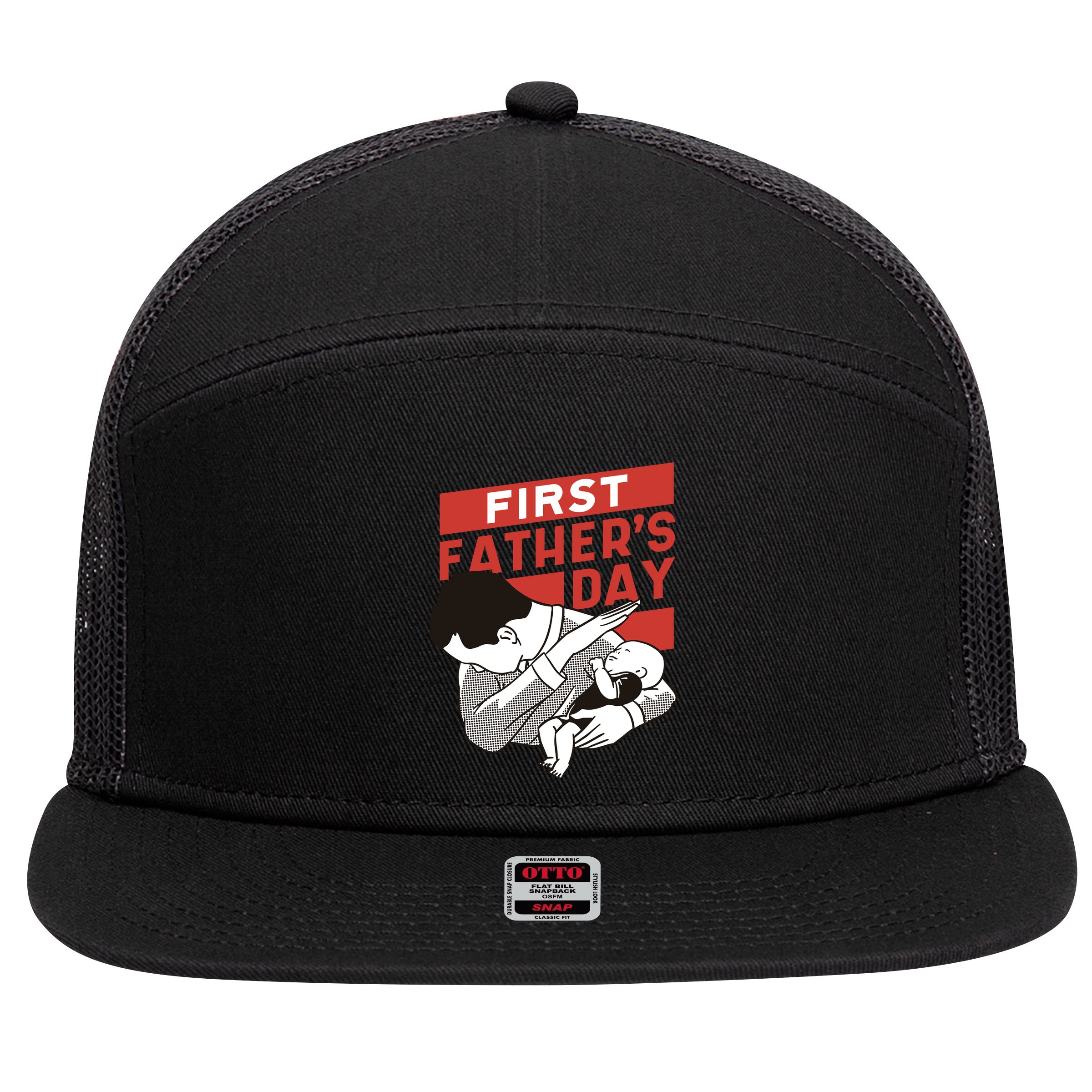 First Father's Day Dab 7 Panel Mesh Trucker Snapback Hat