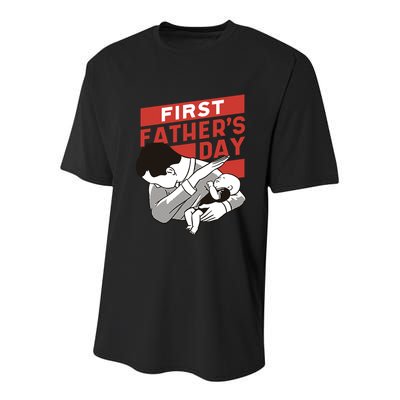 First Father's Day Dab Youth Performance Sprint T-Shirt