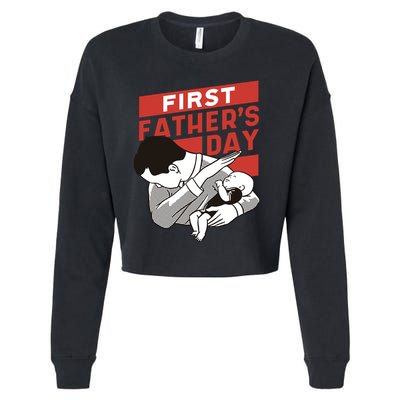 First Father's Day Dab Cropped Pullover Crew